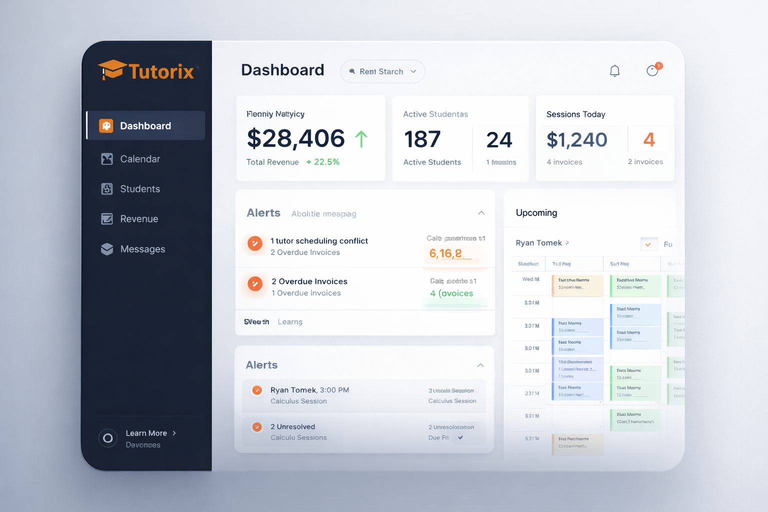 Tutorix Studio business dashboard overview